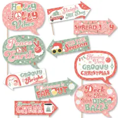 Big Dot of Happiness Funny Groovy Christmas - Pastel Holiday Party Photo Booth Props Kit - 10 Piece