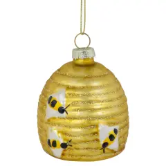 Northlight 2.75" Glittered Beehive Glass Christmas Ornament Gold