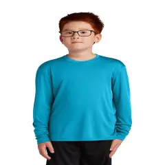 Sport-Tek&reg; Crew Neck Long Sleeve T-Shirt for Youth Atomic blue