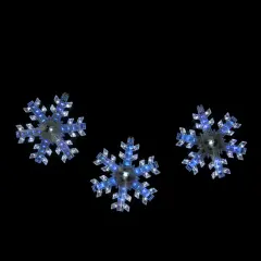Northlight LED Cascading Snowflake Christmas Lights - White and Blue - 32" Black Wire - 3ct