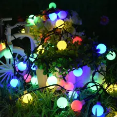 49ft Outdoor Christmas Garden Solar Globe String Lights Multicolor