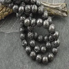 Electroplated Lava Rock Round Beads (15" Strand)