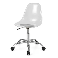 Costway Rolling Acrylic Armless Office Chair Swivel Vanity Chair Adjustable Height
