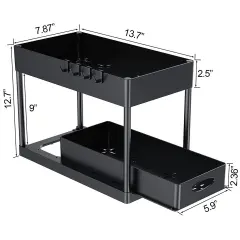 2 Set Under Sink Cabinet Organizer with Sliding Storage Drawer