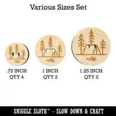 Simple Tent Camping in Woods Wood Buttons for Sewing Knitting Crochet DIY Craft