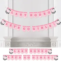 Big Dot of Happiness Last Rodeo - Pink Cowgirl Bachelorette Party Bunting Banner - Party Decorations - Last Rodeo Let's Go Girls