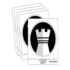 Chess Piece White Rook Waterproof Vinyl Phone Tablet Laptop Water Bottle Sticker Set - 5 Pack