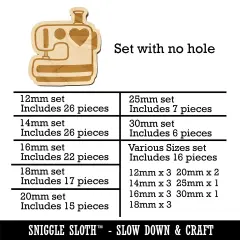 Sewing Machine with Heart Mini Wood Shape Charms Jewelry DIY Craft