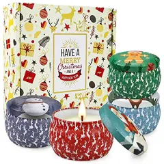 4 Pack Scented Candle Gifts for Women,4.4 oz Aromatherapy Candles, Stress Relief Gifts for Girlfriend, Teacher, Mom, Anniversary, Birthday (Christmas)