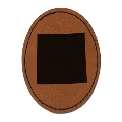 Wyoming State Silhouette Round Iron-On Engraved Faux Leather Patch Applique - 2.5" Brown