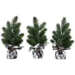 Northlight Mini Iced Pine Artificial Christmas Trees - 10" - Set of 3 Green