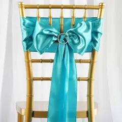 10Pcs Satin Chair Sashes for Wedding Reception Decor Turquoise