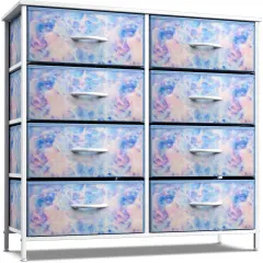 Sorbus Extra Wide Dresser Organizer With 8 Drawers - Large Storage Furniture for Bedroom, Hallway, Living Room, Nursery & Closet Tie dye blue
