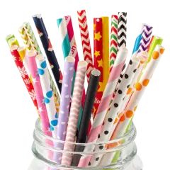 Kitcheniva Biodegradable Paper Straws Pattern Color 100 to 200 Pcs Assorted patterns