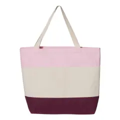 Q-Tees&reg; Tri-Color Tote Maroon/ light pink