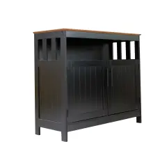 Merrick Lane Tanner Buffet and Sideboard with Storage Cabinet and Upper Shelf WalnutTop/BlackFrame