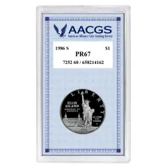 Proof 1986S Statue of Liberty Centennial Commemorative Silver Dollar graded PR67
