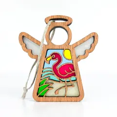 3.5" (H) Flamingo Beach Ornament - Handcrafted in Texas - Mother's Angels&reg; Christmas Angel Wings Figurine