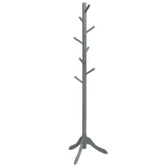 Adjustable Wooden Tree Coat Rack with 8 Hooks Grey