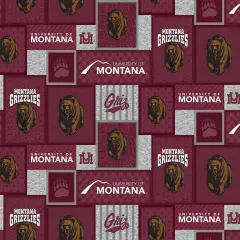 Sykel Enterprises-University of Montana Fleece Fabric-Montana Grizzlies College Patch Fleece Blanket Fabric-Sold by the yard