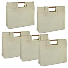Pack of 5 Parker Bar Handle Jute Tote Bag Knitting Essential