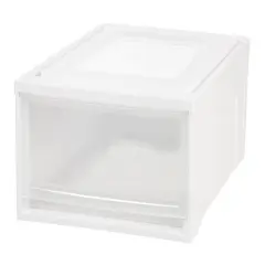 IRIS USA 31 Quart Plastic Stackable Medium Box Chest Drawer Storage, White