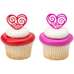 Scroll Heart DecoPics&reg; Cupcake Decoration, 12ct