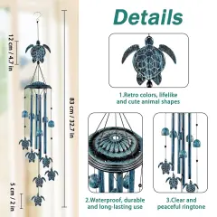 1 Pack Wind Chimes Sea Turtle Wind Chime for Outside with 4 Aluminum Tubes, Windchimes Outdoors Clearance Home Garden Patio Decor Memorial Wind Chimes for Mom Grandma Unique Birthday Festival Gifts