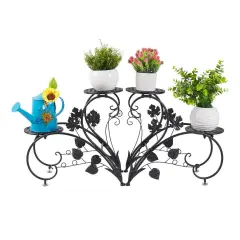 4Tier Iron Plant Pot Stand ,Planter Flower Holder Shelf Storage. Black