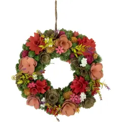Northlight Mixed Floral Artificial Wooden Spring Wreath - 12.5" Multi