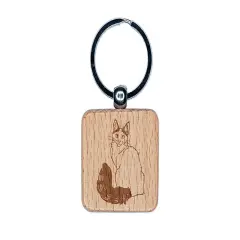 Loving Turkish Van Cat Engraved Wood Square Keychain Tag Charm
