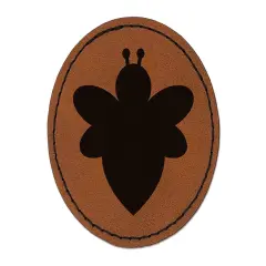 Cute Bumble Bee Solid Round Iron-On Engraved Faux Leather Patch Applique - 2.5" Brown