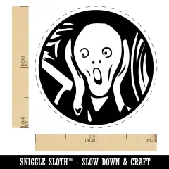 The Scream Painting by Edvard Munch Self-Inking Rubber Stamp for Stamping Crafting Planners Lime Green