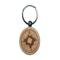 Breakfast Waffle Butter Syrup Engraved Wood Round Keychain Tag Charm