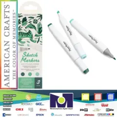 American Crafts - Sketch Markers Collection - Dual Tip - Chisel and Fine Point - Forest 3 Pack 34007540