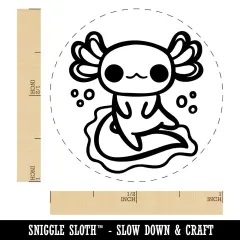 Delightful Kawaii Chibi Axolotl Self-Inking Rubber Stamp for Stamping Crafting Planners Blue