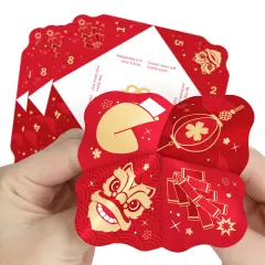 Big Dot of Happiness Lunar New Year - Cootie Catcher Game - Fortunes - Fortune Tellers - Set of 12