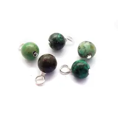 African Turquoise 6mm Bead Charms, Small Gemstone Dangles, 10 pieces, Adorabilities