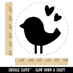 Baby Chick Bird with Hearts Spring Summer Self-Inking Rubber Stamp Ink Stamper for Stamping Crafting Planners Black