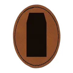 Gift Tag Shape Solid Round Iron-On Engraved Faux Leather Patch Applique - 2.5" Brown