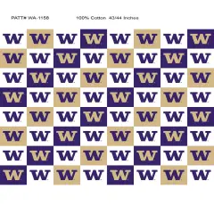 Sykel Enterprises-University of Washington Cotton Fabric-Washington Huskies Collegiate Check Cotton Quilting Fabric