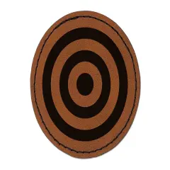 Bullseye Target Round Iron-On Engraved Faux Leather Patch Applique - 2.5" Brown
