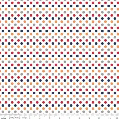 Cotton Fabric by the yard -- Small Dots Boy (Colored Polka Dots) - White Background -- Ref. C350-02 BOY -- Small Dot Collection by Riley Blake Designs&reg;
