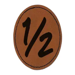 One Half Fun Text Round Iron-On Engraved Faux Leather Patch Applique - 2.5" Brown