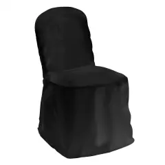 Set of 10 Polyester Chair Covers for Weddings/Parties Black