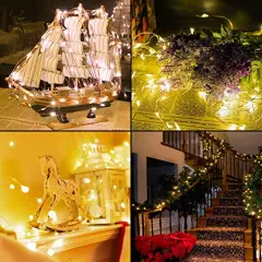 33 ft 100 LED String Lights Battery Operated with Remote Waterproof Copper Wire Lights for Indoor Decorative Lights