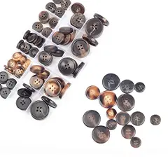 110 Pieces Mixed Sewing Buttons, 4-Hole Craft Round Blazer Buttons, 5 Color 3 Size(15mm,20mm,25mm) Suit Coats Resin Button, Suitable for Variety Clothing Sewing, DIY Craft(Brown)