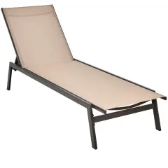 Outdoor Reclining Chaise Lounge Chair with 6-Position Adjustable Back