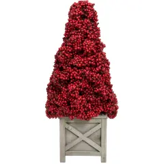 Allstate Artificial Berry Cone Potted Christmas Topiary - 24" - Red