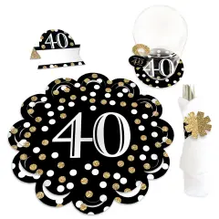 Big Dot of Happiness Adult 40th Birthday - Gold - Birthday Party Paper Charger & Table Decorations Chargerific Kit for 8